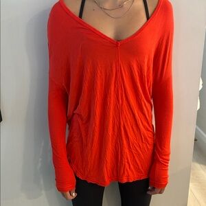 Free people Chic Scarlet Long Sleeve V-Neck Top